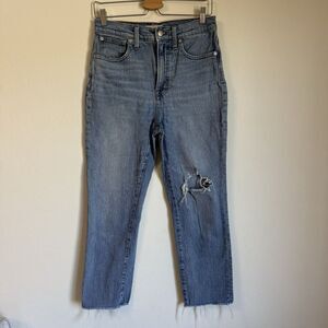 Madewell The Perfect Vintage Straight Jean High Rise Distressed Size 28 Cropped